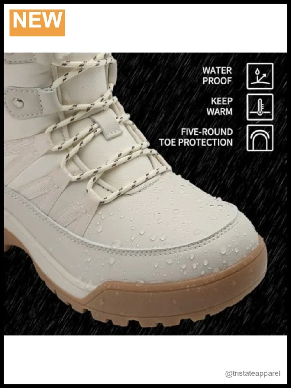 Faux Leather Waterproof Lace-Up Snow Boots Mid-Calf Winter Fur Lined